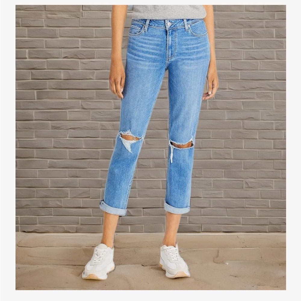 Paige NWT Women's Brigitte Mid Rise Boyfriend in Ratatouille Destructed size 28